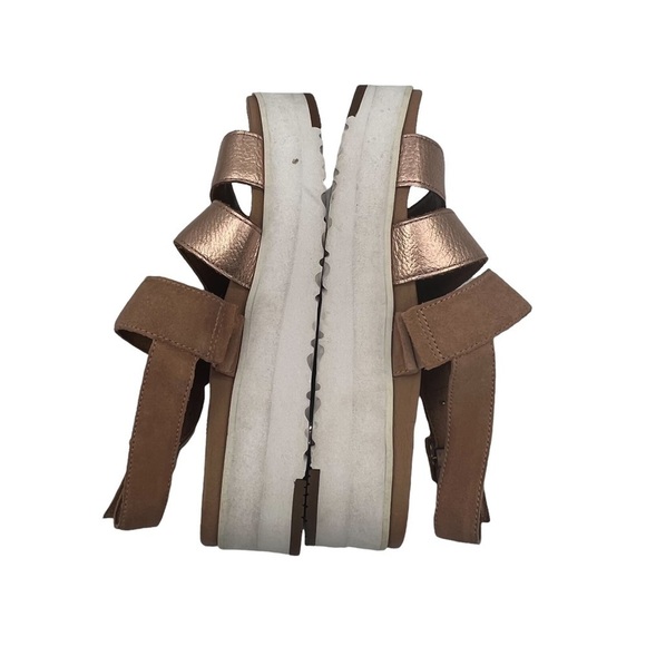 UGG Braelynn Metallic Gold Leather Platform Strappy Sandals Size 6 Women's - Picture 6 of 9